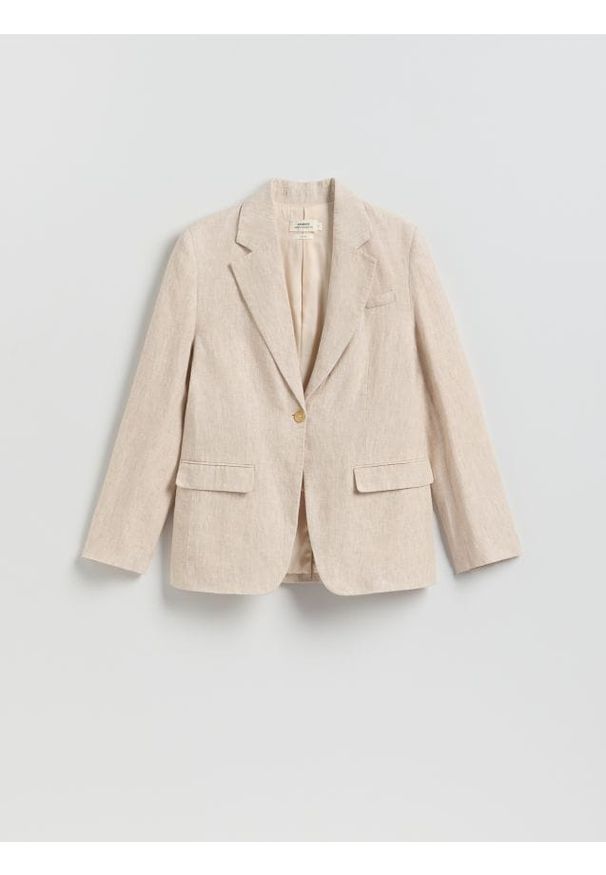 Reserved - Lniana marynarka - beżowy. Kolor: beżowy. Materiał: len