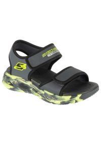 skechers - Sandały chłopięce, S-Lights: Sola Glow Sandal - Fusion Brights. Kolor: szary