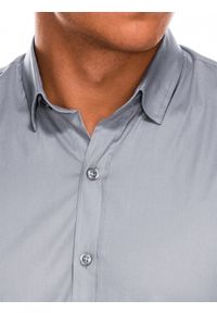Ombre Clothing - Koszula męska z długim rękawem SLIM FIT - szara - Rozmiar: S. Typ kołnierza: kołnierzyk klasyczny. Kolor: szary. Materiał: tkanina, elastan, bawełna. Długość rękawa: długi rękaw. Długość: długie. Wzór: gładki. Styl: klasyczny, elegancki #3