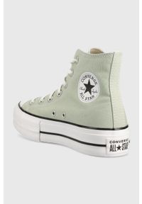 Converse trampki Chuck Taylor All Star Lift HI damskie kolor zielony A03541C. Nosek buta: okrągły. Zapięcie: sznurówki. Kolor: zielony. Szerokość cholewki: normalna. Styl: klasyczny #2