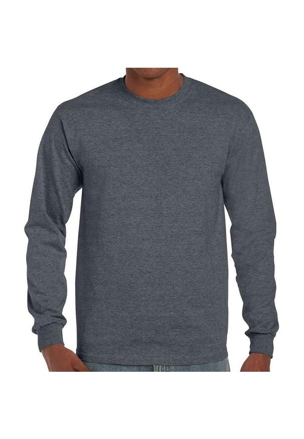 GILDAN - Ultra Bawełniana Koszulka Z Długim Rękawem Unisex Dla Dorosłych. Kolor: szary. Materiał: bawełna. Długość rękawa: długi rękaw. Długość: długie. Sport: turystyka piesza