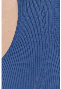 Guess Sukienka mini dopasowana. Kolor: niebieski. Materiał: dzianina. Wzór: gładki. Typ sukienki: dopasowane. Długość: mini #4