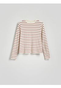 Reserved - Longsleeve z merceryzowanej bawełny - czerwony. Kolor: czerwony. Materiał: bawełna. Długość rękawa: długi rękaw #1