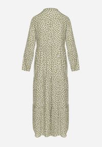 Born2be - Zielona Koszulowa Sukienka Bawełniana Maxi w Kropki o Rozkloszowanym Kroju Lirtia. Kolor: zielony. Materiał: bawełna. Wzór: kropki. Typ sukienki: koszulowe. Długość: maxi #6