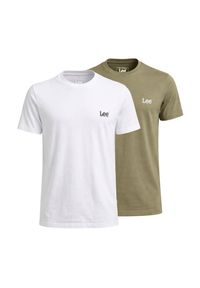 Lee - MESKA KOSZULKA LEE TWIN PACK CREW MRCNTL GREEN BRGT WH 112370575 #1