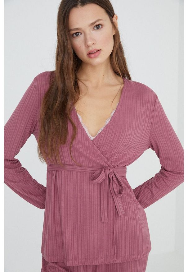 Women Secret - women'secret piżama Lifewear damska kolor różowy. Kolor: różowy. Materiał: dzianina. Długość: długie