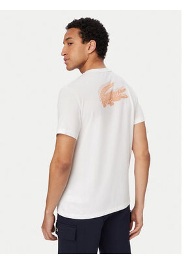 Lacoste T-Shirt TH0003 Biały Regular Fit. Kolor: biały. Materiał: syntetyk