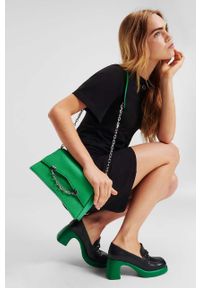 Karl Lagerfeld torebka skórzana kolor zielony. Kolor: zielony. Materiał: skórzane #3