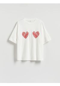 Reserved - T-shirt z nadrukiem - złamana biel. Materiał: bawełna. Wzór: nadruk #1