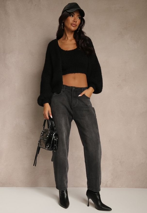 Renee - Szare Jeansy Mom Fit High Waist Ralima. Stan: podwyższony. Kolor: szary. Długość: długie