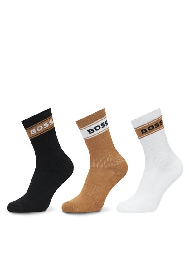 BOSS Zestaw 3 par wysokich skarpet męskich 50543637 Kolorowy. Materiał: bawełna. Wzór: kolorowy