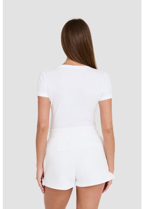 Guess - GUESS Biały damski t-shirt Mini Triangle Tee, Rozmiar XS. Kolor: biały
