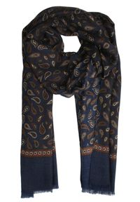 V. Fraas - Szalik Elegancki Przejściowy, Cienki, Granatowo-Brązowy w Paisley -V.Fraas. Kolor: wielokolorowy, beżowy, brązowy. Materiał: poliester. Wzór: paisley. Styl: elegancki