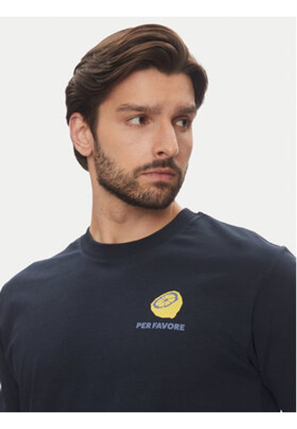 Marc O'Polo Denim T-Shirt 500 0007 263 Granatowy Oversize. Typ kołnierza: polo. Kolor: niebieski. Materiał: bawełna
