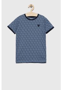 Guess t-shirt dziecięcy kolor granatowy wzorzysty. Kolor: niebieski. Materiał: bawełna, dzianina #1