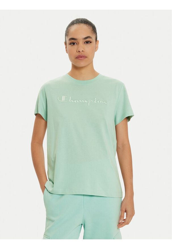Champion T-Shirt 117650 Zielony Slim Fit. Kolor: zielony. Materiał: bawełna