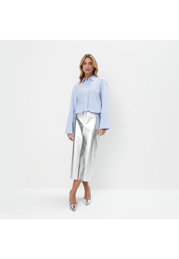 Mohito - Srebrna spódnica midi - Srebrny. Kolor: srebrny