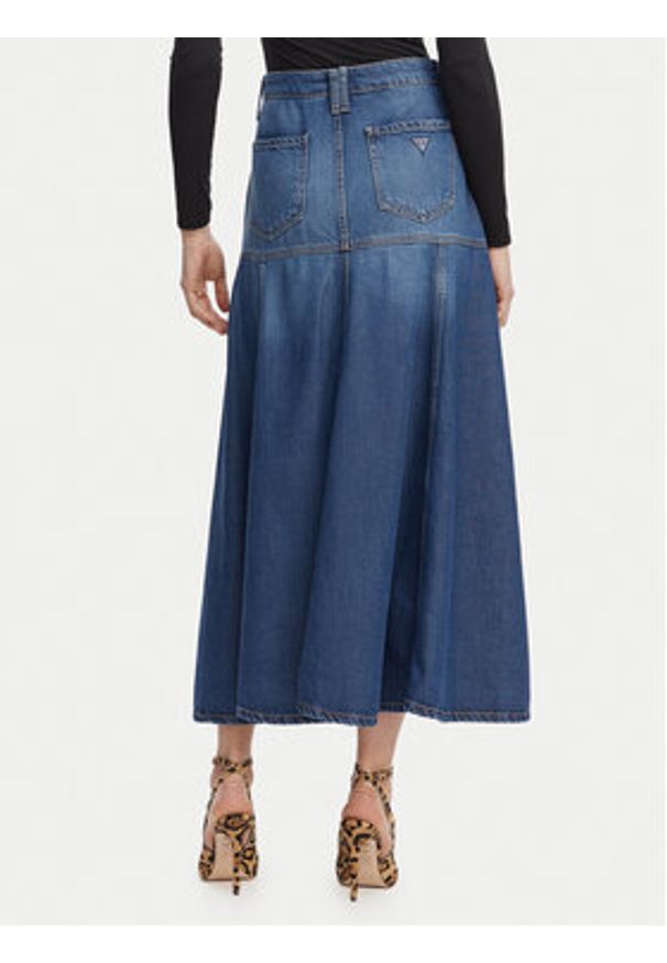 Guess Spódnica jeansowa W6GD09 D0702 Niebieski Regular Fit. Kolor: niebieski. Materiał: lyocell