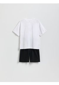 Reserved - Dzianinowy komplet - biały. Kolor: biały. Materiał: dzianina. Wzór: gładki #1