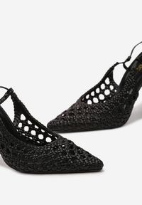 Born2be - Czarne Sandały na Szpilce Wiązane wokół Kostki z Plecioną Cholewką Norwela. Kolor: czarny. Szerokość cholewki: normalna. Sezon: lato. Obcas: na szpilce. Styl: wizytowy #4