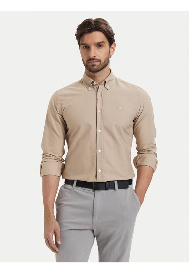 BOSS Koszula H-Roan 50555920 Beżowy Slim Fit. Kolor: beżowy. Materiał: bawełna