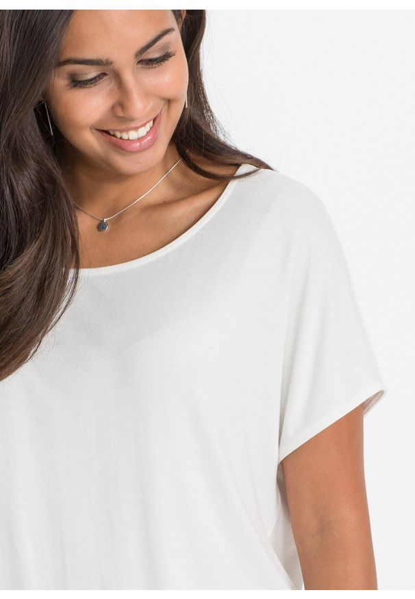 bonprix - T-shirt z miękkiej mieszanki wiskozy. Kolor: biały. Materiał: wiskoza