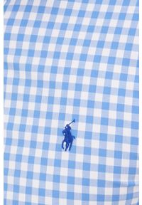 Polo Ralph Lauren koszula męska slim z kołnierzykiem button-down. Typ kołnierza: polo, button down. Kolor: niebieski. Materiał: tkanina. Długość rękawa: długi rękaw. Długość: długie