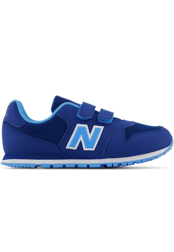 Buty New Balance PV500BV1 – niebieskie. Okazja: na uczelnię. Zapięcie: rzepy. Kolor: niebieski. Materiał: skóra, syntetyk, materiał. Szerokość cholewki: normalna. Sport: turystyka piesza