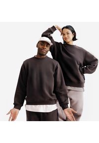 Decathlon - Bluza z okrągłym dekoltem unisex Elementals. Kolor: brązowy. Materiał: poliester, elastan, tkanina, prążkowany, bawełna, materiał #1