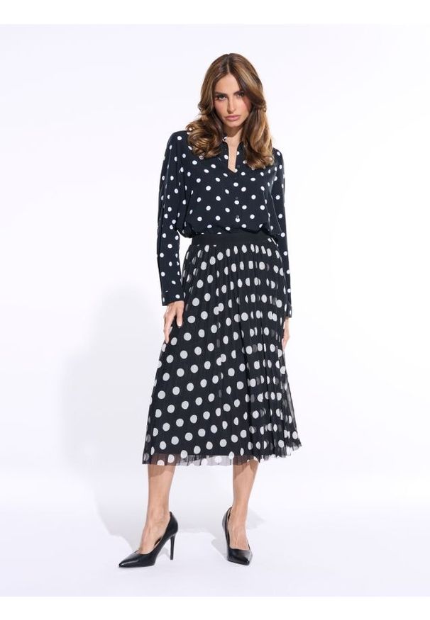 Sinsay - Plisowana spódnica midi w grochy - wielobarwny. Materiał: tiul. Wzór: grochy