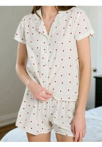 Sinsay - Piżama dwuczęściowa w serduszka - kremowy. Kolor: kremowy #1