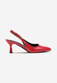 Renee - Czerwone Sandały Slingback na Kaczuszce z Lakierowanym Wykończeniem Annive. Okazja: na co dzień. Kolor: czerwony. Materiał: lakier. Obcas: na szpilce. Styl: casual, elegancki #5