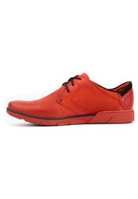 Polbut Buty męskie skórzane 2103 czerwone. Nosek buta: okrągły. Kolor: czerwony. Materiał: materiał. Obcas: na obcasie. Styl: klasyczny. Wysokość obcasa: średni #6