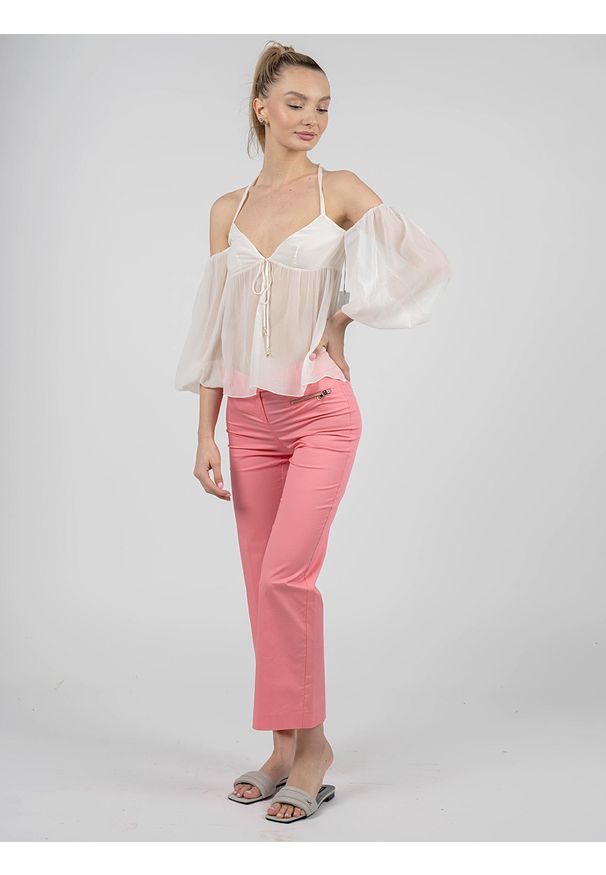 Patrizia Pepe Spodnie | DP1073 A3ZE | Kobieta | Różowy. Okazja: na co dzień. Stan: obniżony. Kolor: różowy. Materiał: bawełna, elastan. Styl: casual