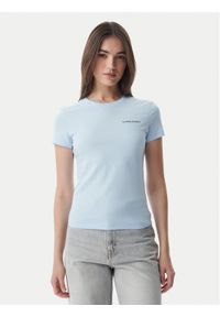 Tommy Jeans T-Shirt Ess Logo DW0DW23479 Niebieski jasny Slim Fit. Kolor: niebieski. Materiał: bawełna #1