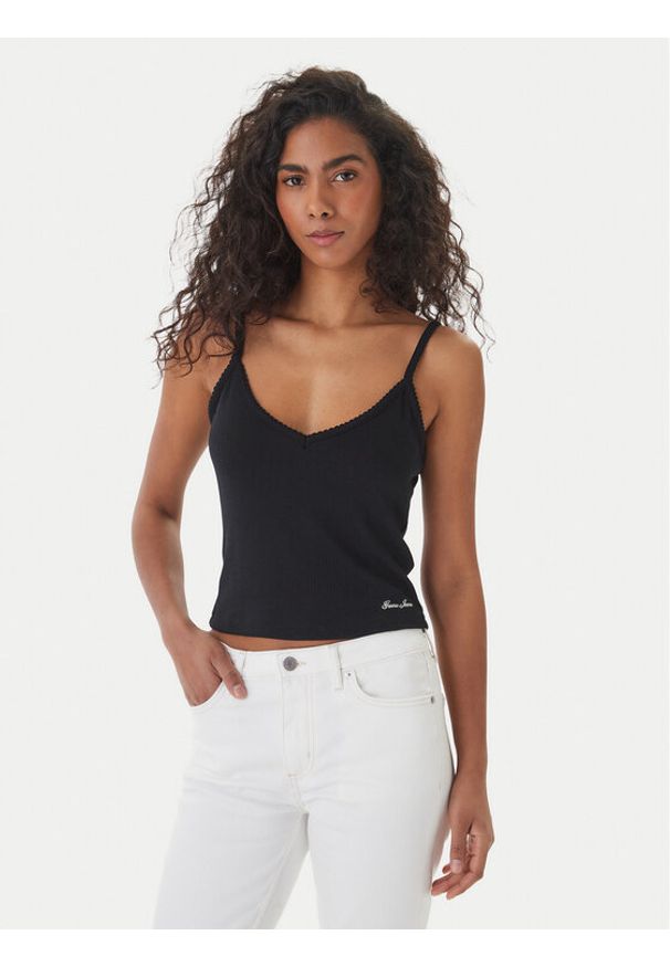 Guess Jeans Top W6GPB5 KG372 Czarny Regular Fit. Kolor: czarny. Materiał: syntetyk