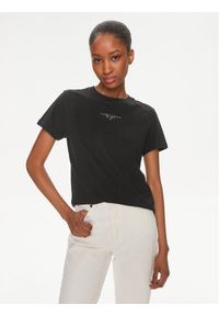 Tommy Jeans T-Shirt Essential Logo DW0DW17828 Czarny Regular Fit. Kolor: czarny. Materiał: bawełna