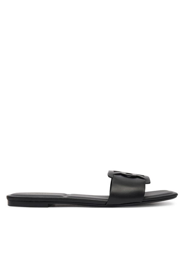 Calvin Klein Klapki Square Flat Sandal Emblem HW0HW03128 Czarny. Kolor: czarny. Materiał: skóra