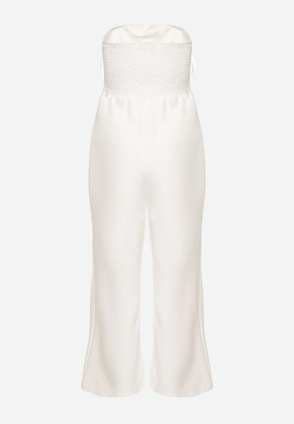 Born2be - Biały Kombinezon bez Rękawów z Dużą Kwiatową Aplikacją i Kieszeniami Talemia. Okazja: na imprezę. Kolor: biały. Długość rękawa: bez rękawów. Wzór: aplikacja, kwiaty. Styl: elegancki