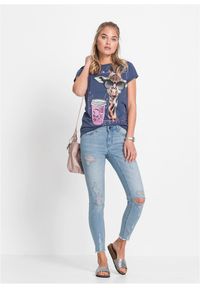 bonprix - T-shirt z czystej bawełny. Kolor: niebieski. Materiał: bawełna. Wzór: nadruk #2