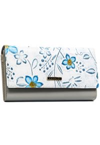 4U CAVALDI - Skórzany portfel damski w kwiaty, mieści dowód rejestracyjny - 4U Cavaldi. Materiał: skóra. Wzór: kwiaty #1