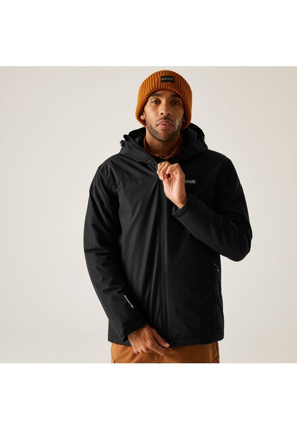 Regatta - Kurtka męska zimowa ocieplana Thornridge. Kolor: czarny. Materiał: tkanina, puch. Sezon: zima. Sport: turystyka piesza