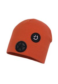 Jamiks czapka dziecięca Smile kolor pomarańczowy z cienkiej dzianiny. Kolor: pomarańczowy. Materiał: dzianina