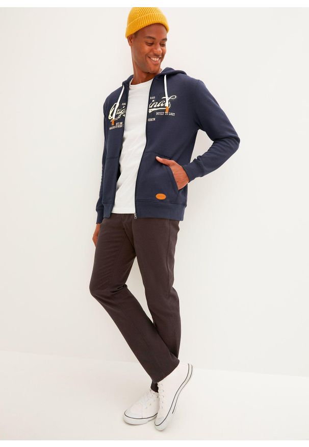 bonprix - Bluza rozpinana z kapturem, z miękko szczotkowaną spodnią stroną. Typ kołnierza: kaptur. Kolor: niebieski