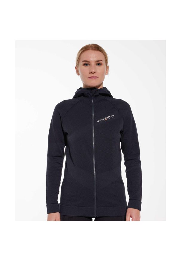 Bluza damska wełniana z kapturem Brubeck THERMO WOOL by Pustelnik. Typ kołnierza: kaptur. Kolor: czarny. Materiał: wełna
