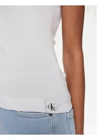 Calvin Klein Jeans Top Variegated J20J223104 Biały Slim Fit. Kolor: biały. Materiał: bawełna #5