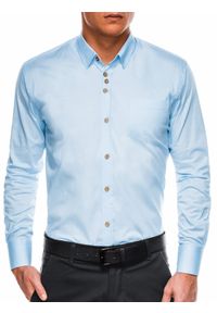 Ombre Clothing - Koszula męska elegancka z długim rękawem K302 - błękitna - XXL. Kolor: niebieski. Materiał: bawełna, elastan. Długość rękawa: długi rękaw. Długość: długie. Wzór: aplikacja. Styl: elegancki #4
