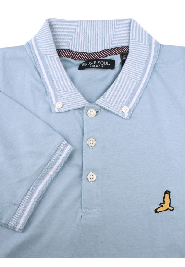 Oryginalna Koszulka Polo - Brave Soul - Błękitna. Okazja: na co dzień. Typ kołnierza: polo. Kolor: niebieski. Materiał: bawełna. Styl: casual