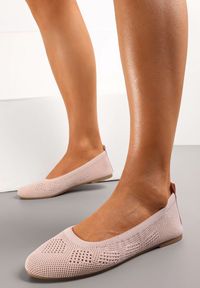 Renee - Różowe Ażurowe Balerinki z Okrągłym Noskiem Siotte. Nosek buta: okrągły. Kolor: różowy. Wzór: ażurowy #3