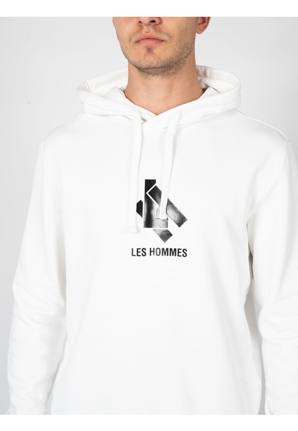 Les Hommes Bluza "Hoodie LH" | LBH1006700P | Mężczyzna | Biały. Kolor: biały. Materiał: bawełna. Długość: długie. Wzór: nadruk